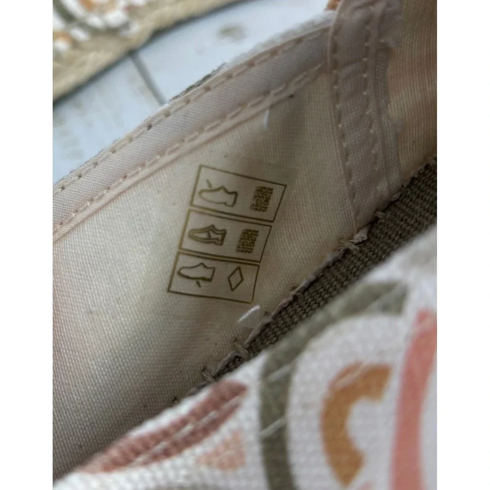 Toni Pons Womens Espadrille Flats Geometric Swirl Canvas Slip On Spain Sz 5.5/36